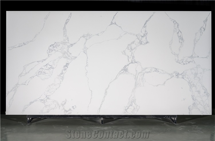 Man Made Stone Artificial Calacatta Quartz Slab Light Veins