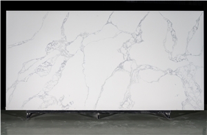 Man Made Stone Artificial Calacatta Quartz Slab Light Veins