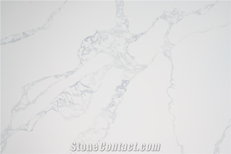 Man Made Stone Artificial Calacatta Quartz Slab Light Veins