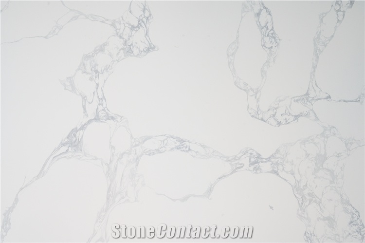 Man Made Stone Artificial Calacatta Quartz Slab Light Veins