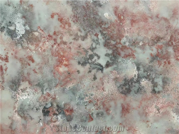 Man Made Stone Artificial Calacatta Quartz Slab Rosa Color