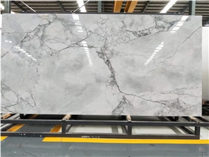 Marble Look Fish Grey Glossy Sintered Stone Slabs