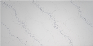 New White Calacatta Quartz Stone Slab With Liner Veins