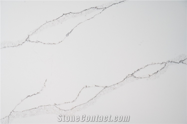 New White  Grey Calacatta Quartz Stone Slab
