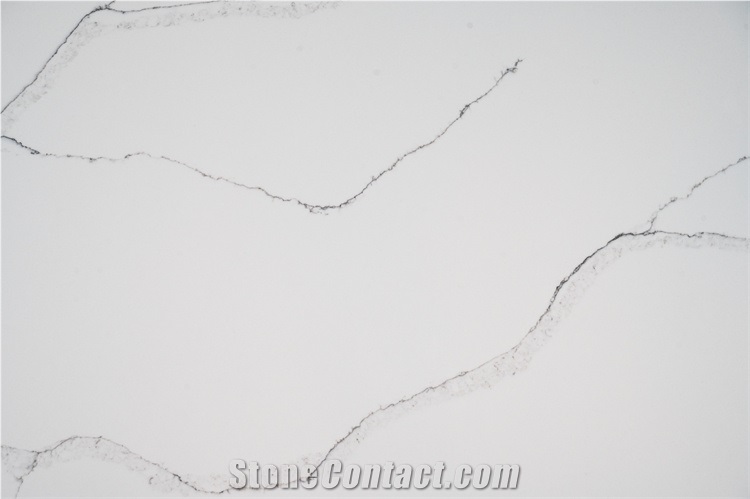 New White  Grey Calacatta Quartz Stone Slab