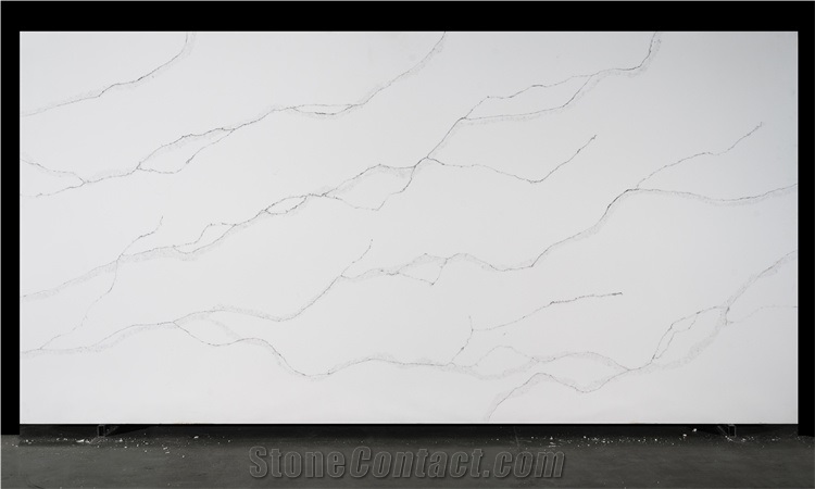 New White  Grey Calacatta Quartz Stone Slab