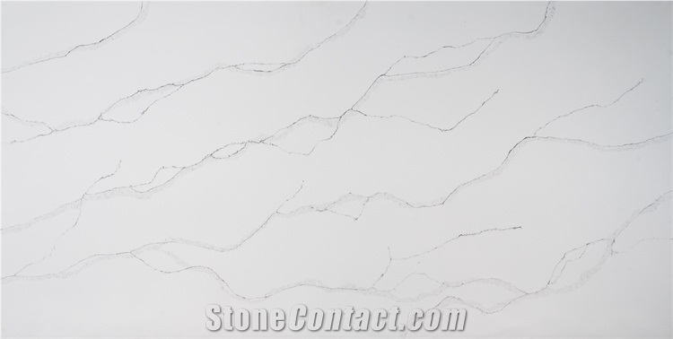 New White  Grey Calacatta Quartz Stone Slab