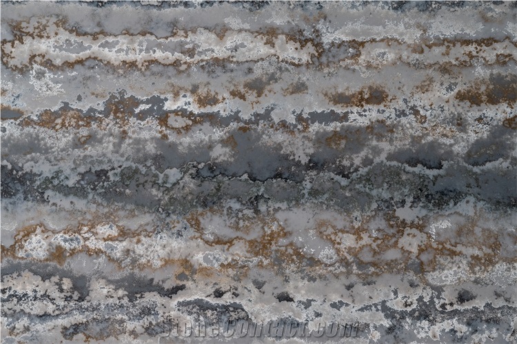 Nonopaque Artificial Quartz Slab Engineered Grey White Stone