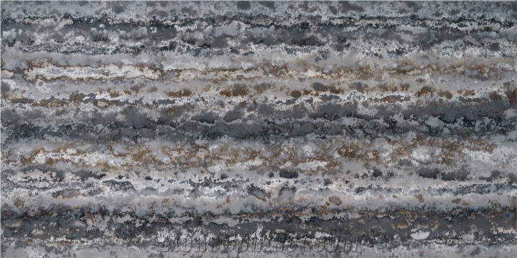 Nonopaque Artificial Quartz Slab Engineered Grey White Stone