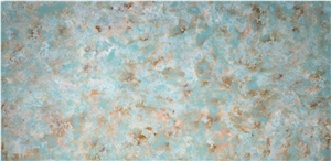 Orange Green Color On Quartz Slab Man Made Stone