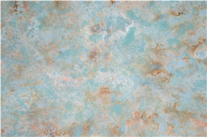 Orange Green Color On Quartz Slab Man Made Stone