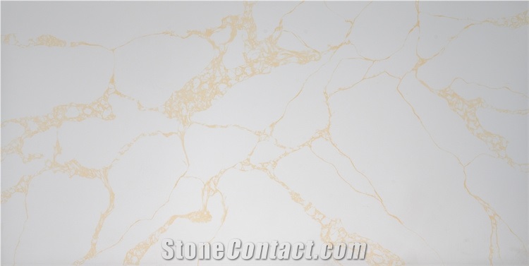 Polished Big Slab Of Whole Gold Golden Color Veins Quartz
