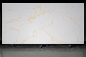 Polished Big Slab Of Whole Gold Golden Color Veins Quartz