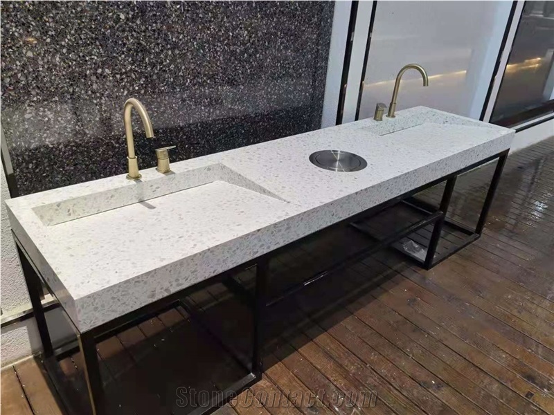 Slab Floor Cladding Console Terrazzo Stone