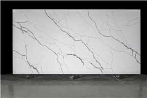 White Calacatta Quartz Slab Artificial Stone