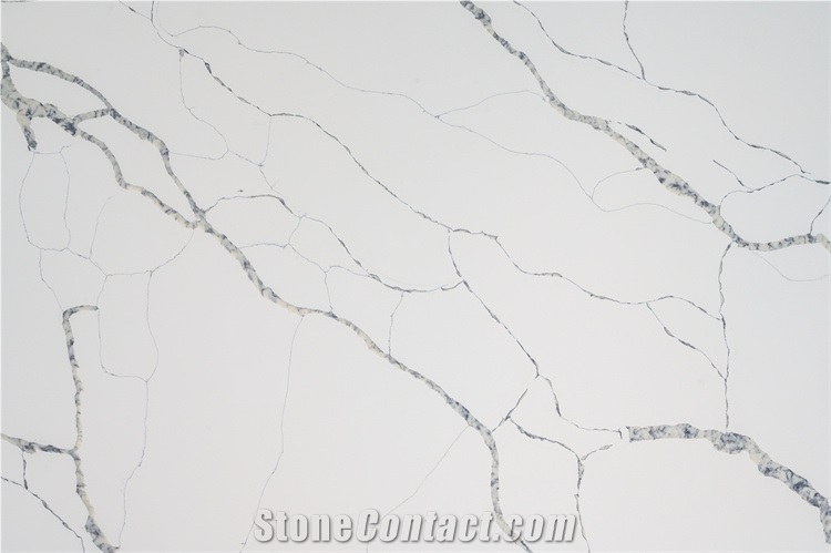 White Calacatta Quartz Slab Artificial Stone