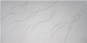 White Calacatta Slab Stone Solid Surface With Big Gray Viens