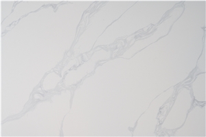 White Grey Veins Slab Calacatta Quartz Stone