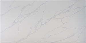 White Grey Veins Slab Calacatta Quartz Stone