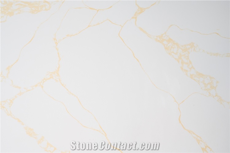 Whole Golden Veins Calacatta Gold Color Quartz Stone