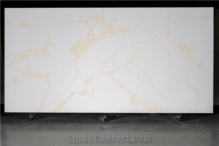 Whole Golden Veins Calacatta Gold Color Quartz Stone