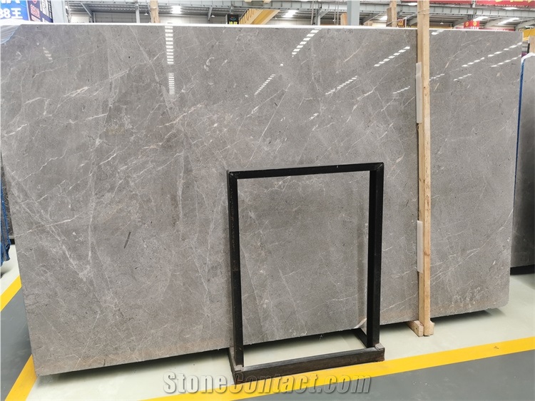 Polished Big Blue Background Grey Marble Stone Slab