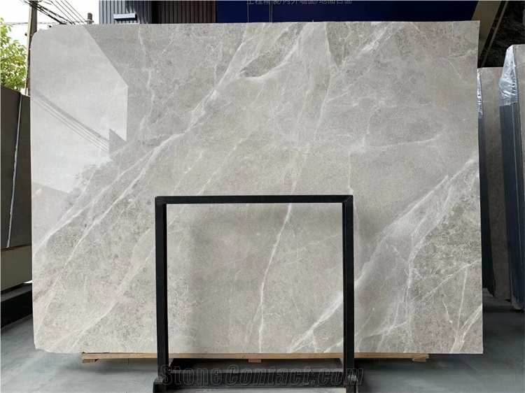 Polished Big Blue Background Grey Marble Stone Slab