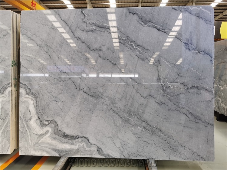 Polished Natural Marble Slab Grey Color White Veins