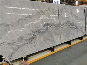 Polished Natural Marble Slab Grey Color White Veins