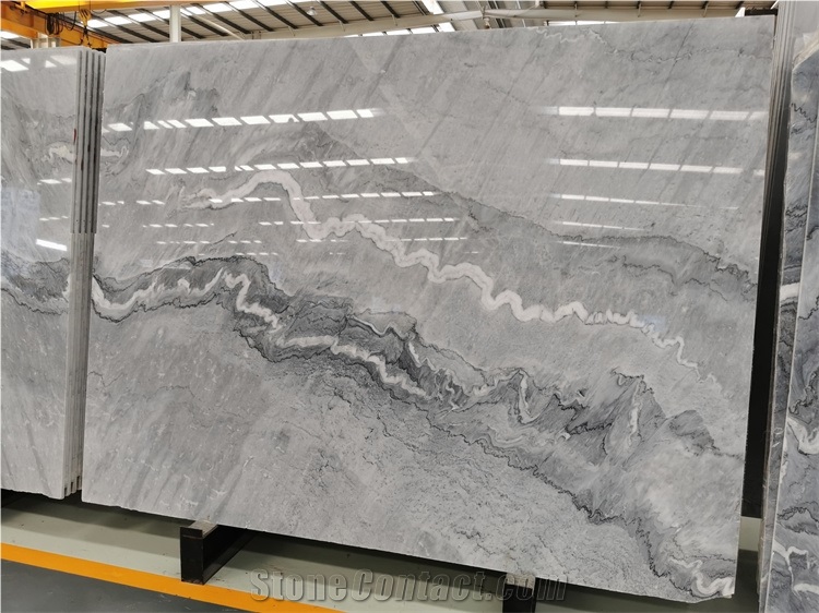 Polished Natural Marble Slab Grey Color White Veins