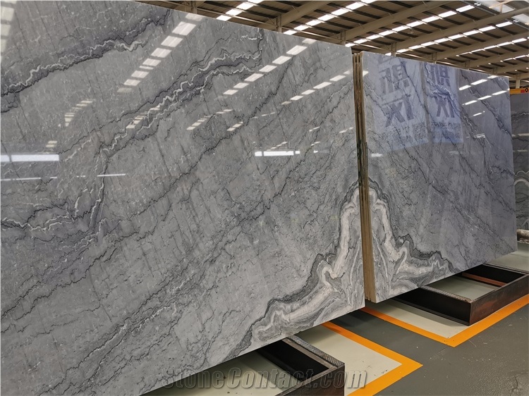Polished Natural Marble Slab Grey Color White Veins