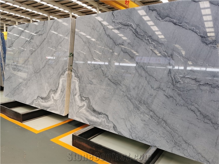 Polished Natural Marble Slab Grey Color White Veins