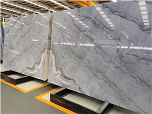 Polished Natural Marble Slab Grey Color White Veins