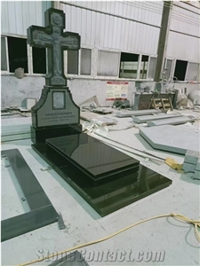 Black Granite Cross Tombstone From Our Factory