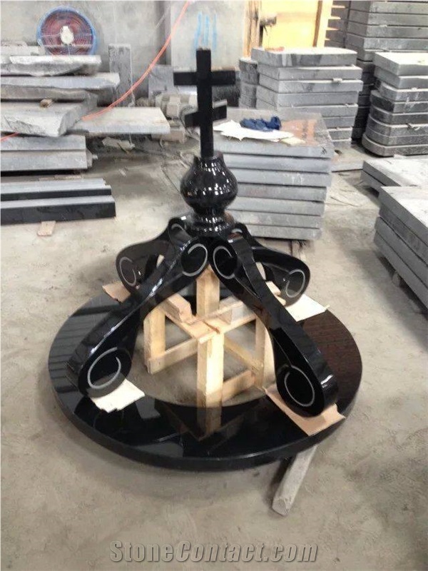 Cross Tombstone, Cross Monument With Black Shanxi Granite