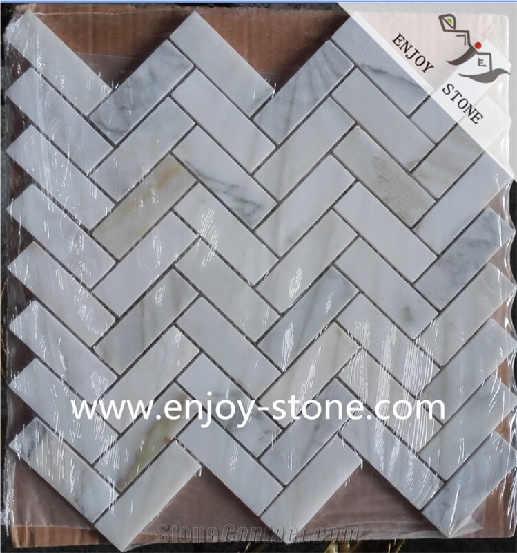 Calacatta Gold Marble/Honed/Herringbone Mosaic/Wall Mosaic