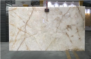Brazil White Crystal Fjord Quartzite Slabs