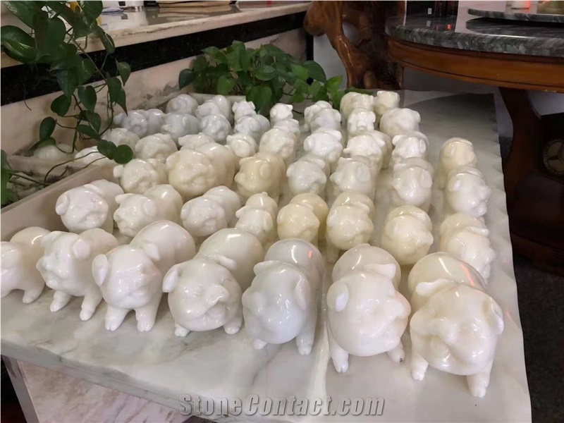 White Marble Pig Carving