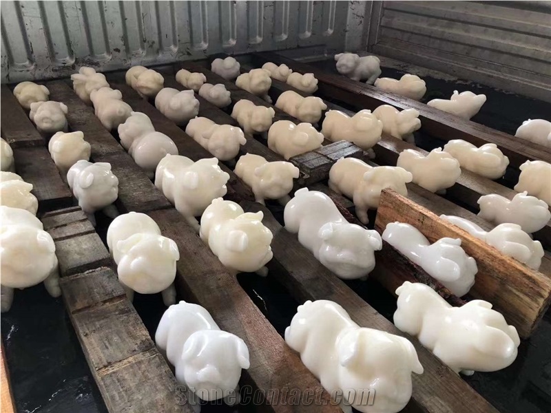 White Marble Pig Carving