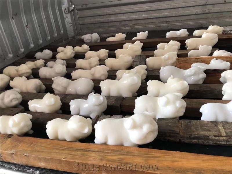 White Marble Pig Carving