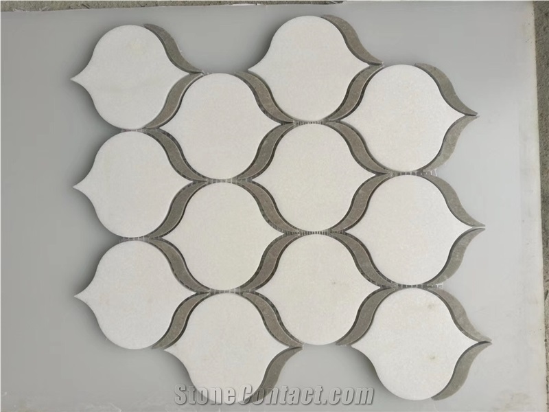 Casablanca Carrara - 12" X 12" Waterjet Marble Lantern Mosaic Tile