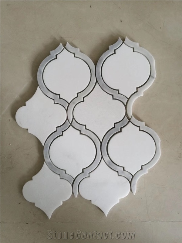 Casablanca Carrara - 12" X 12" Waterjet Marble Lantern Mosaic Tile