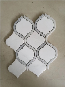 Casablanca Carrara - 12" X 12" Waterjet Marble Lantern Mosaic Tile