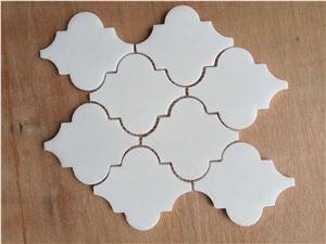FEATHER - THASSOS P. 10.5" X 12" Marble Mosaic Tiles