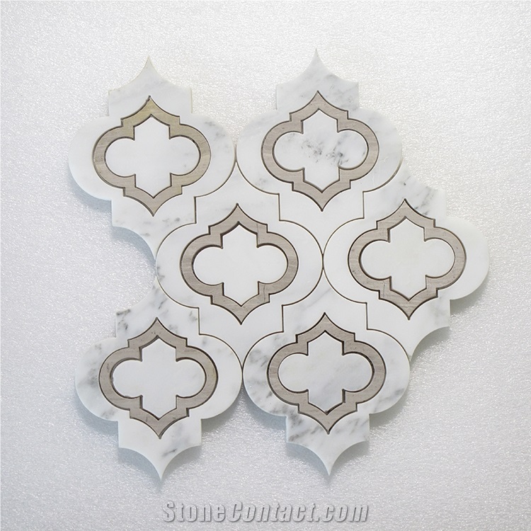 New Pattern Arabescato & Oyster Grey Marble Mosaic Tile