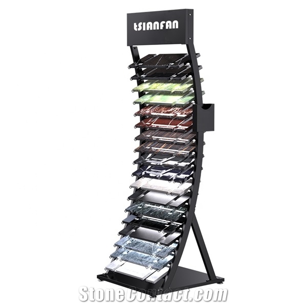 Stone Quartz Tower Metal Display Stand Rack
