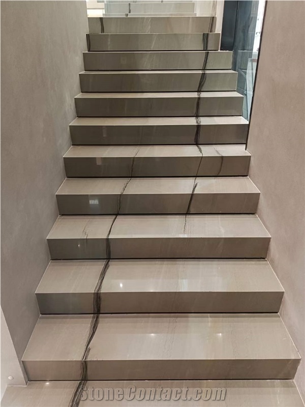 Brazil Calacatta Latte Quartzite White Polished Stair Treads