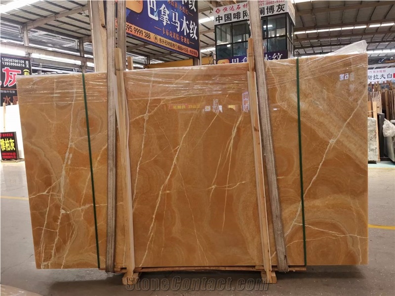 China Rosin Jade Onyx Yellow Polished Naturl Stone Column