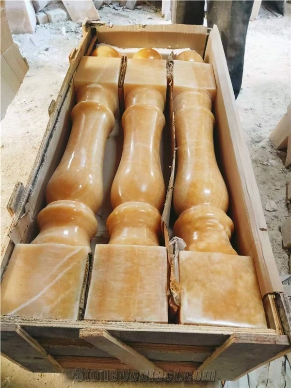 China Rosin Jade Onyx Yellow Polished Naturl Stone Column