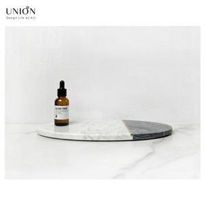 UNION DECO 2-Tone Marble Cutting Board With Brass Inlay
